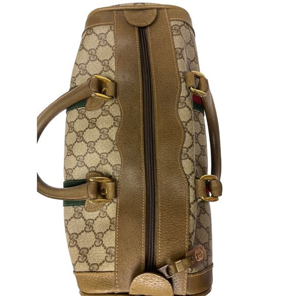 Vintage Gucci Boston Bag Logo Pattern Brown PVC Bag Handbag Sherryline - Picture 12 of 14